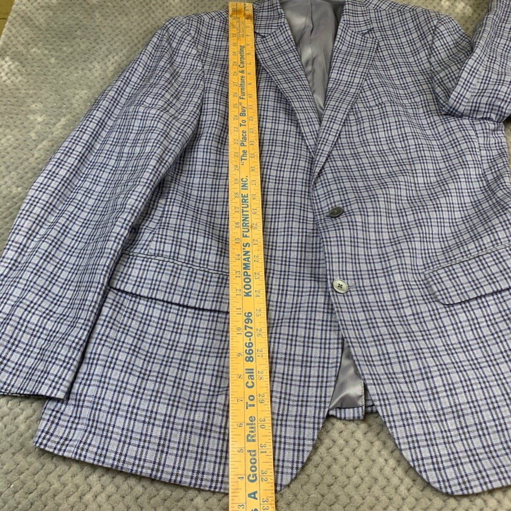 Lauren‎ Ralph Lauren Blazer Mens 44L Blue Plaid Linen Sport Coat 2 Button - Picture 10 of 15